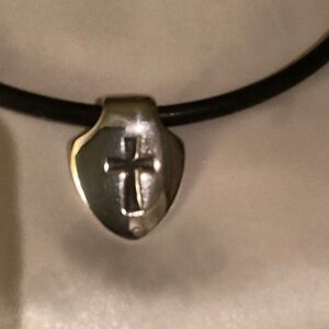 James Avery Black Choker with Silver Shield Pendant